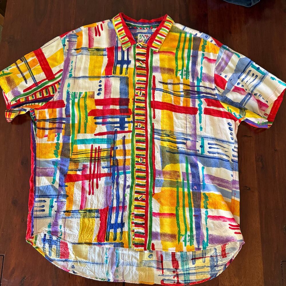 Vtg JAMS WORLD SHIRT SIZE XL COLORFUL ABSTRACT SURFER